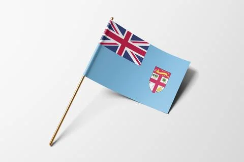 Fiji flag of small paper, isolated on white background Stock Photos