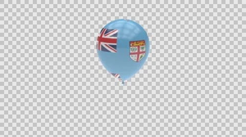 Fiji flag textured balloon rotating Alpha Video stock 61403180