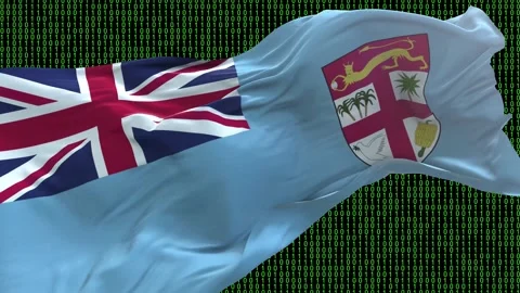 Fiji flag - Waving flag on matrix binary code background Stock Footage 321421146