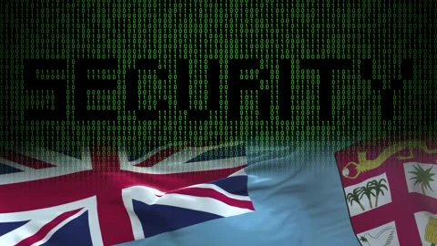 Fiji flag - Waving flag on matrix binary code background Stock Footage 321422269