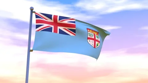 Fiji Flag waving in the high wind Video stock 154374923