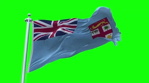 Fiji Flag Waving in Loopable and Textured green screen background Stock Footage 296876657