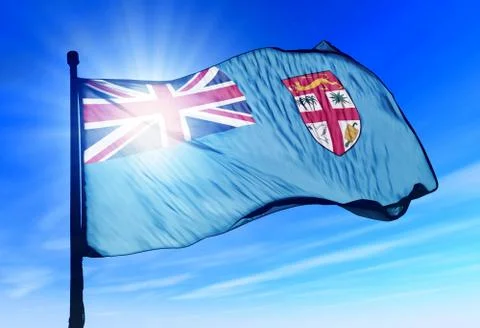 Fiji flag waving on the wind Stock Illustration