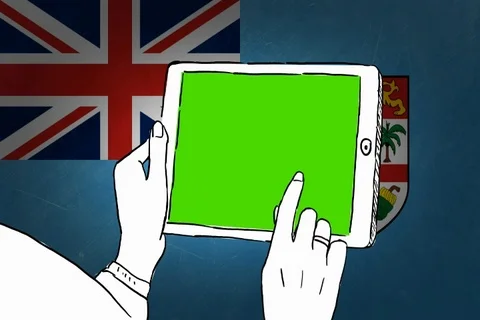 Fiji - Hand-drawn - touchscreen flag - Illustration - SD Stock Footage 90611535
