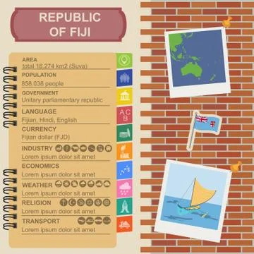 Fiji infographics, statistical data, sights Stock Illustration