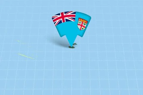Fiji Location Highlighted on Oceania Map with Flag Icon. 库存插图