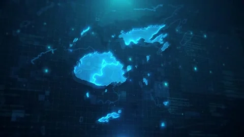 Fiji Map against blue animated background Stock Footage 290004444