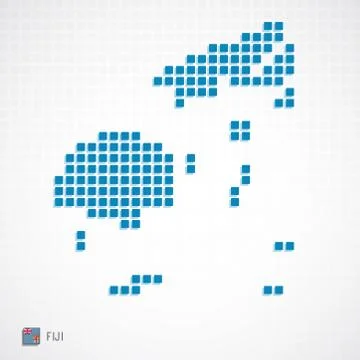 Fiji map and flag icon Stock Illustration