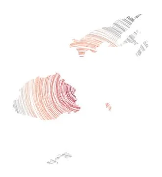 Fiji map filled with concentric circles. Sketch style circles in shape of t.. 스톡 일러스트