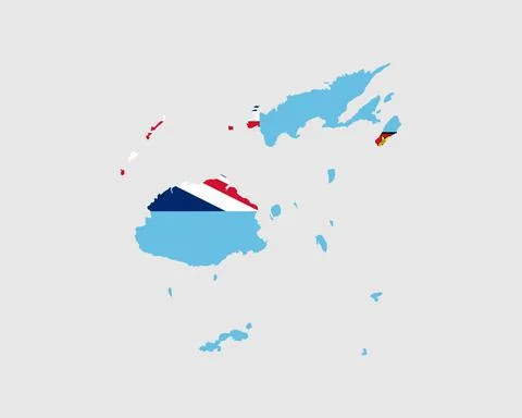Fiji Map Flag. Map of Fiji with the Fijian country banner. Stock Illustration