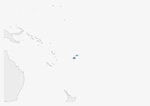 Fiji map highlighted in Fiji flag colors Stock Illustration