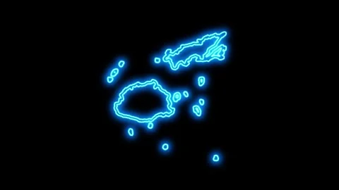 Fiji Map Outline Neon Lights Stock Footage 332849418