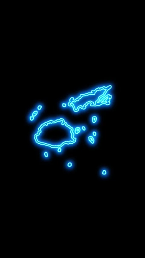 Fiji Map Outline Neon Lights Stock Footage 333056268