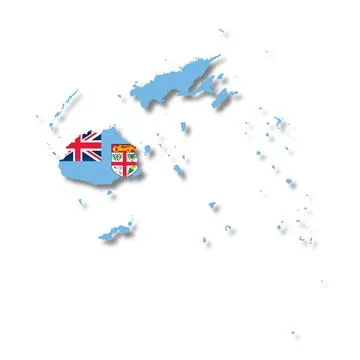 Fiji map on white background with clipping path to remove shadow 3d illustration Stock Illustration