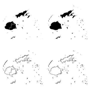 Fiji Outline and Solid Fill Map Set. 스톡 일러스트