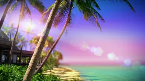 Fiji paradise loop. Romantic tropical island resort by a beach. Video stock 41386513