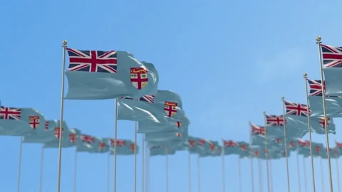 Fiji Row Of Flags 3D Animation Video stock 148672824