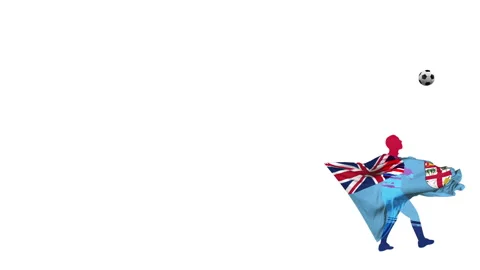 Fiji soccer player kicks  through himself Stock Footage 108585939