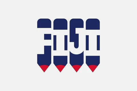 Fiji text with Pen symbol creative ideas design. Illustrazione stock