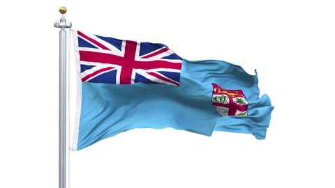Fiji Union flag waving looping with transparent background. Vidéo 313425286