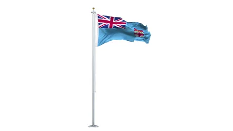 Fiji Union flag waving looping with transparent background. Video stock 313425449