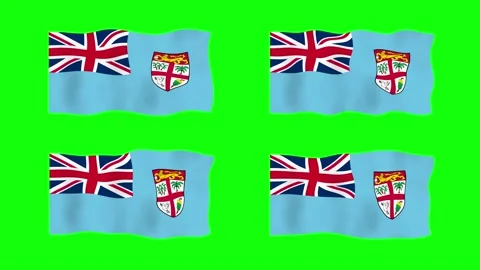 Fiji Waving Flag 2D Animation on Green Screen Background. Looping seamless .. Stock Footage 233315451