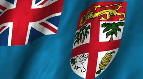 Fiji Waving Flag Stock Footage 12386546