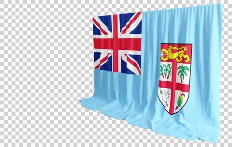Fijian Flag Curtain in 3D Rendering Fiji's Natural Beauty Stock Illustration