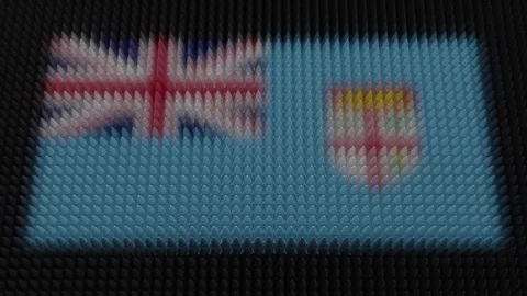 Fijian Flag Light Shining on Scrolling Bullets Stock Footage 303430446