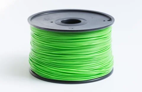 Filament for 3d printer in light green against a bright background Stock Photos