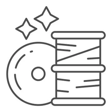 Filament for 3D printer thin line icon. 3d printer coils vector illustration Stock Illustration
