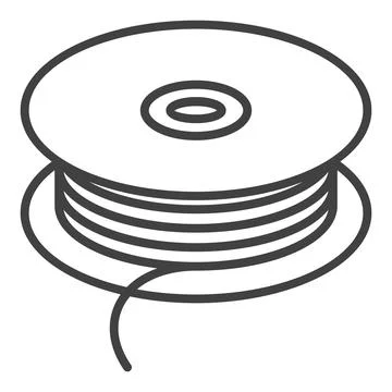Filament vector 3D Printing Technology thin line icon or symbol Stock Illustration