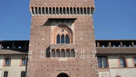 Filarete tower in sforza castle Stock Footage 132787528