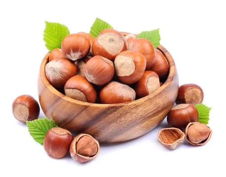 Filbert nuts with leaf Foto stock