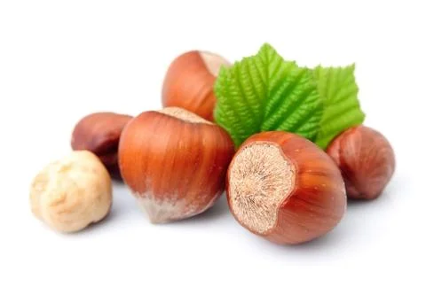 Filbert nuts with leaf Foto stock