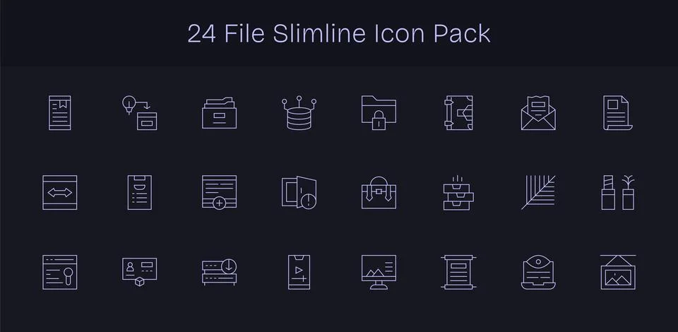 File - 24 Slim Line Vector Illustrations 스톡 일러스트