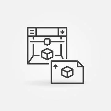 File with 3D Printer vector Printing concept thin line icon 스톡 일러스트