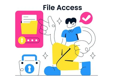 File Access Vector Illustration Featuring Secure Document Storage, Digital .. Stock Illustration