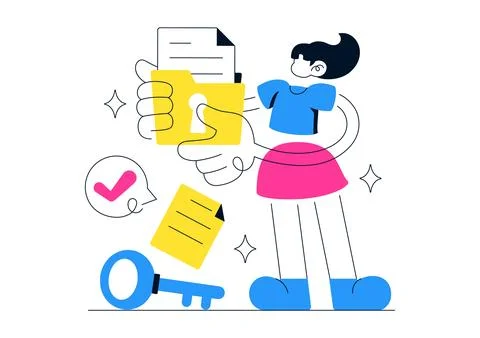 File Access Vector Illustration Featuring Secure Document Storage, Digital .. Stock Illustration