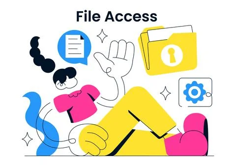 File Access Vector Illustration Featuring Secure Document Storage, Digital .. Stock Illustration