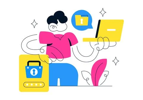 File Access Vector Illustration Featuring Secure Document Storage, Digital .. Stock Illustration
