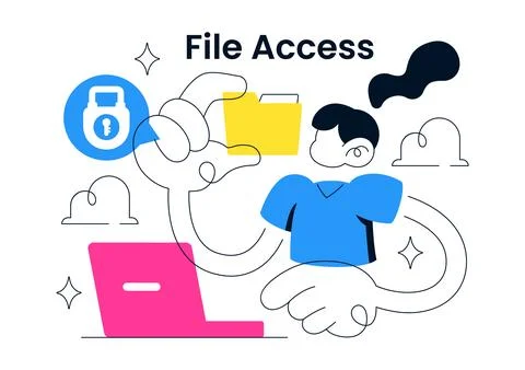 File Access Vector Illustration Featuring Secure Document Storage, Digital .. Stock Illustration