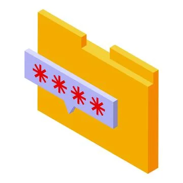 File access wrong password icon isometric vector. Folder error entry Illustrazione stock
