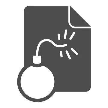 File and bomb solid icon, web security concept, Email Virus sign on white Illustrazione stock