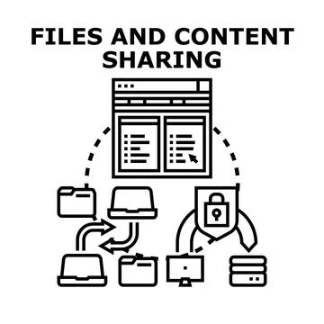 File and content sharing concept with secure data transfer Stock Illustration