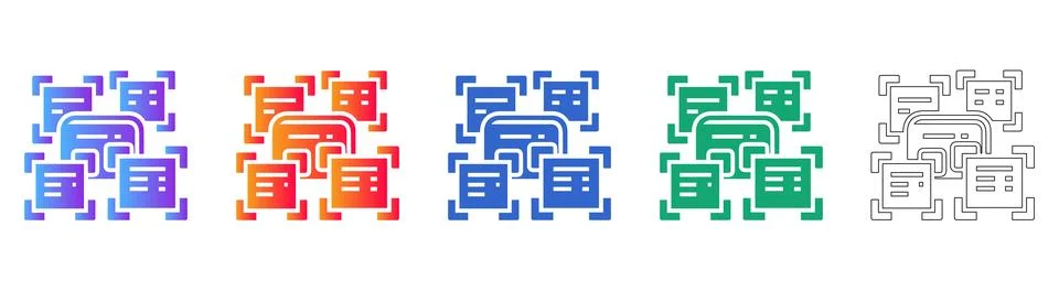File and Data Management Interface Icon Set 스톡 일러스트