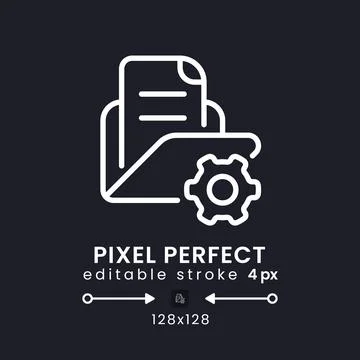 File and document manager white linear desktop icon on black Stock Illustration