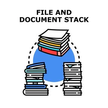 File and document stack organizing paperwork archiving data Stock Illustration