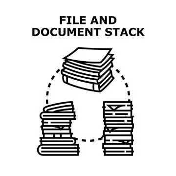 File and document stack organizing paperwork archiving data Stock Illustration