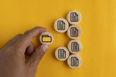 File and folder icons. The concept of saving files to folders. document man.. Stock Photos